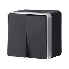 Изображение Выключатель двухклавишный влагозащищенный Gallant (черный/серебро) W5020234