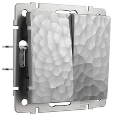 Изображение Выключатель двухклавишный проходной Hammer (серебряный) W1222006