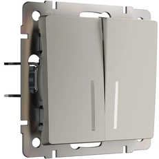 Изображение Выключатель двухклавишный проходной с подсветкой (дымчатый матовый) W1222104