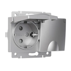 Изображение Розетка двойная влагозащищенная с заземлением с крышками и шторками (серебряный) W1172206